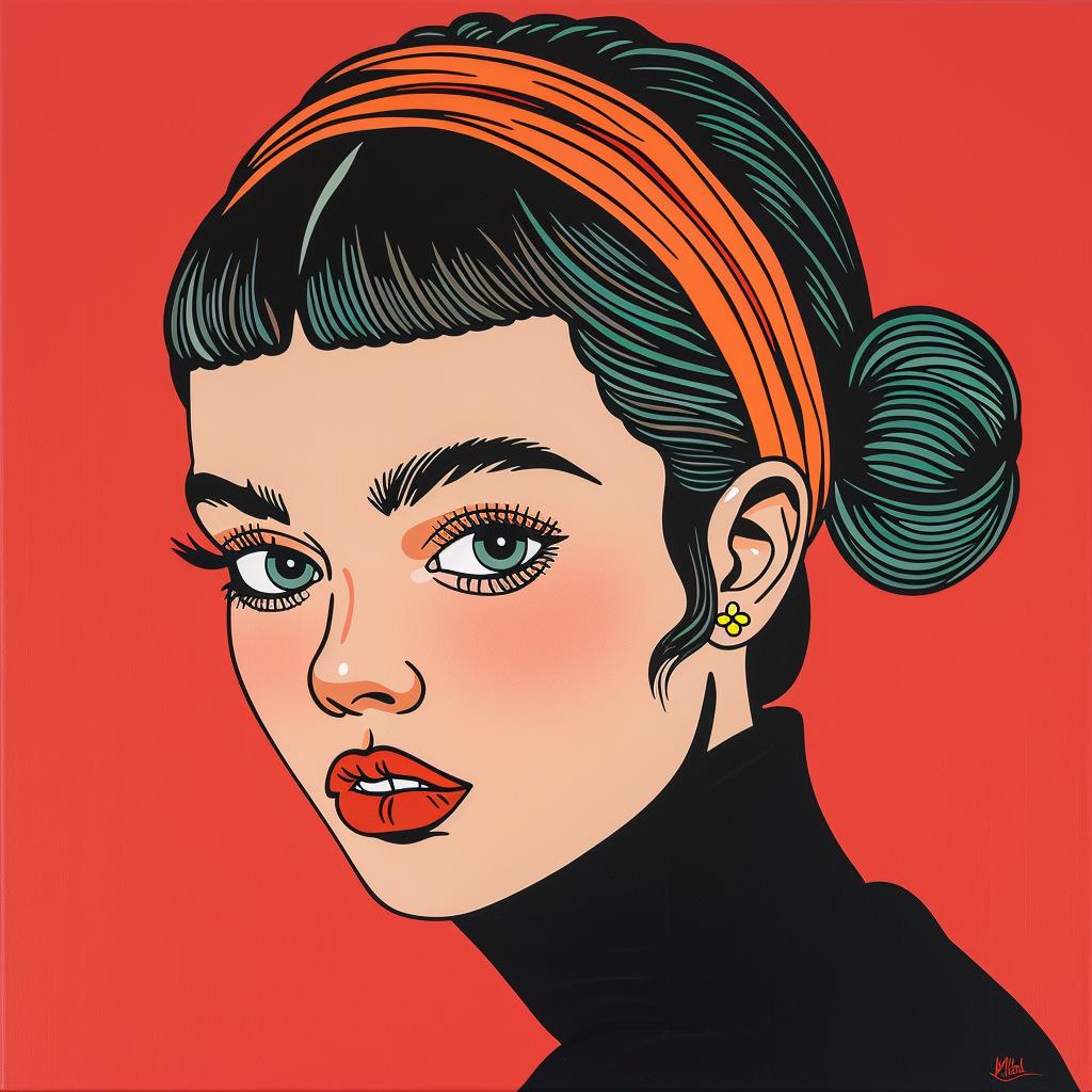 woman  headband  popart  painting  colorful  modern  stylized  portrait  expression  artistic 972584