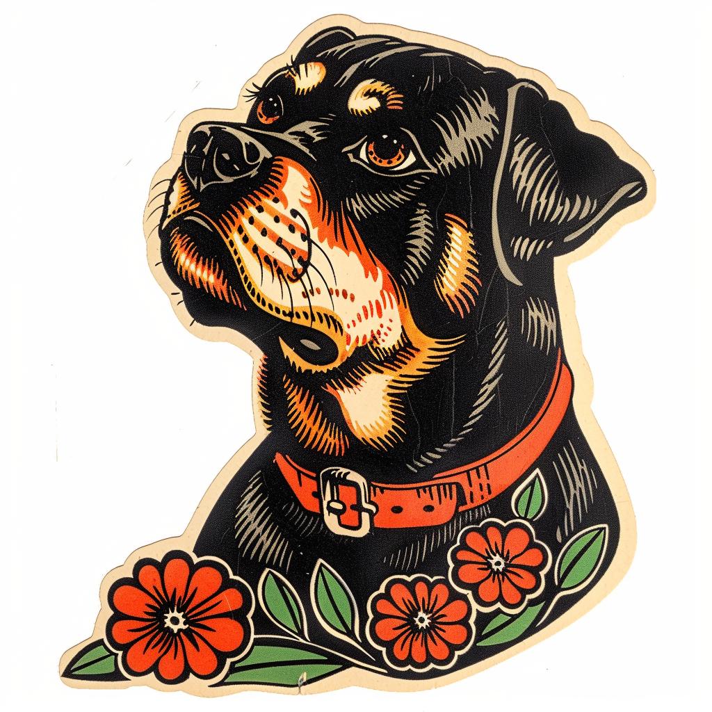 rottweiler  sticker  flowers  dog  design  graphic  cute  animal  art  colorful 942694