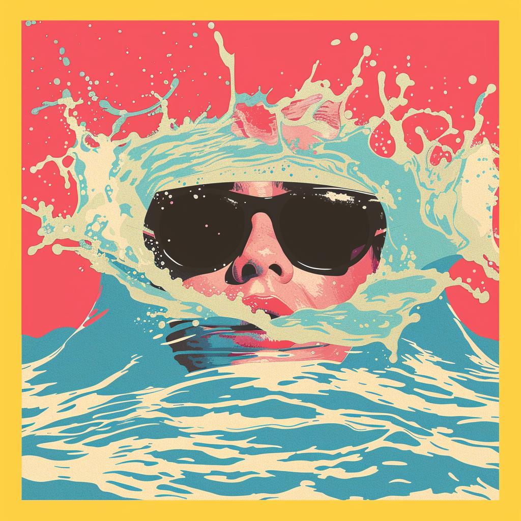 surreal  album  cover  Joan  Cornella  man  sunglasses  water  splash  colorful 977362