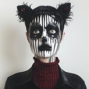 woman  makeup  cat  ears  art  stylized  portrait  colorful  playful  expression 1073845