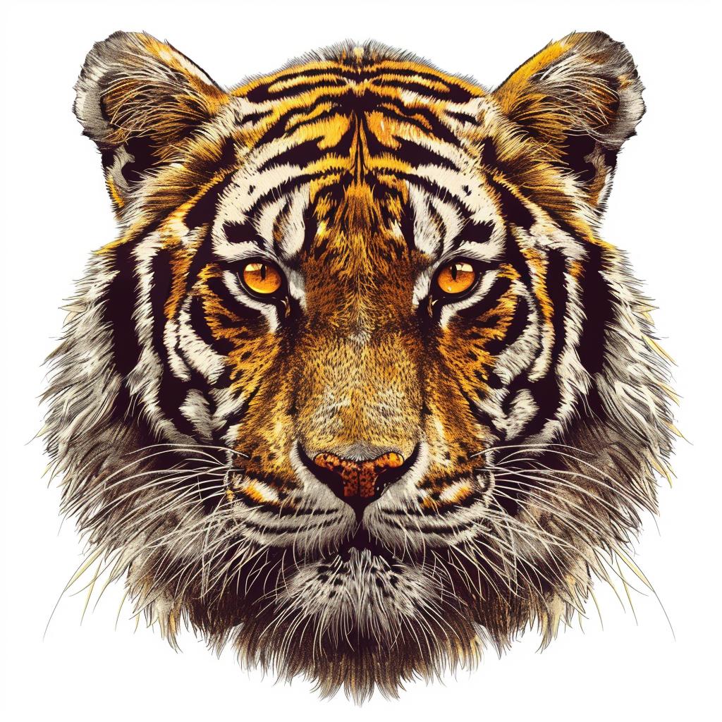 tiger  sticker  ecstatic  warm  colors  realistic  3D  vector  detailed  contour 971947