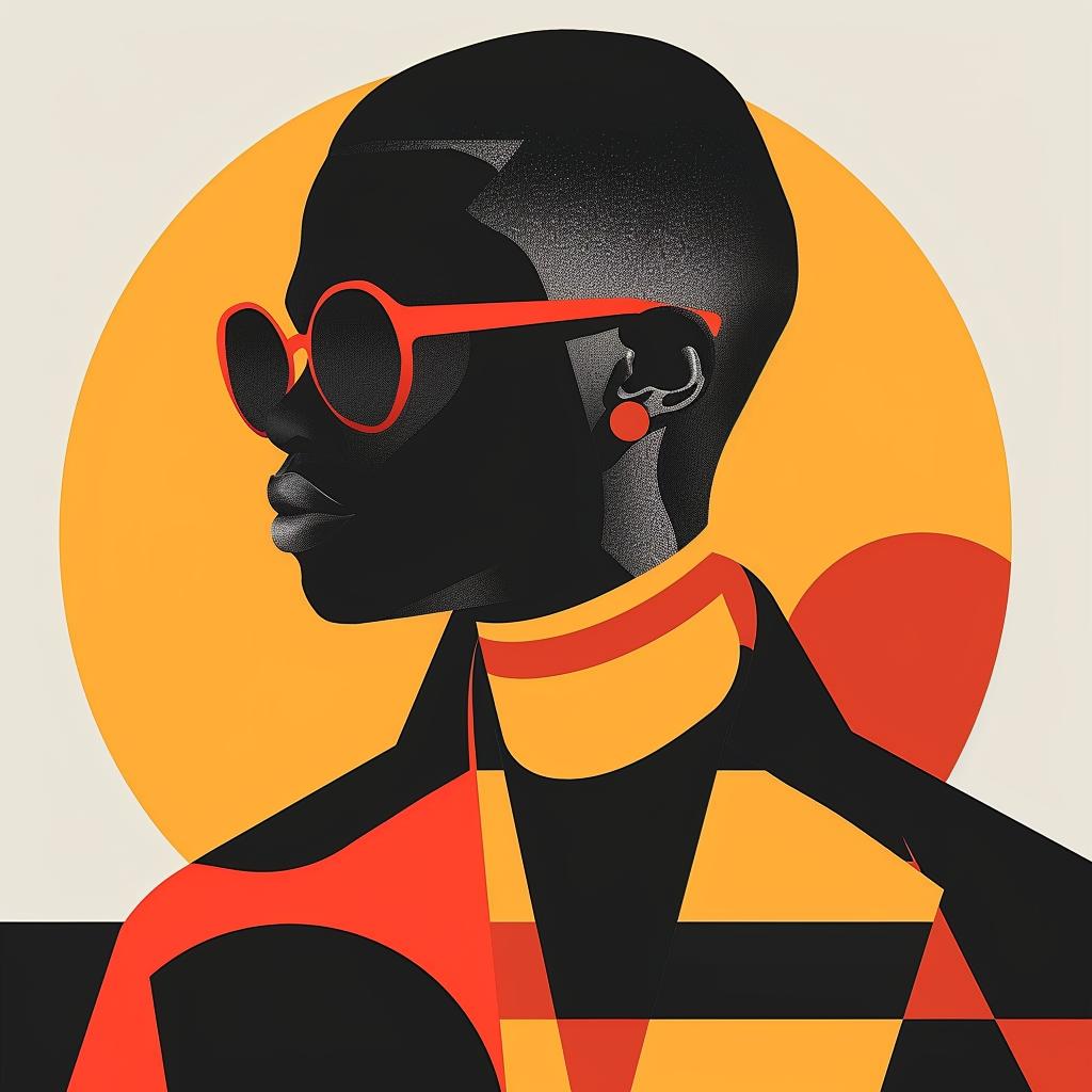 abstract  portrait  minimalist  elegance  African-American  geometric  colorful  modern  stylish  bold 929293