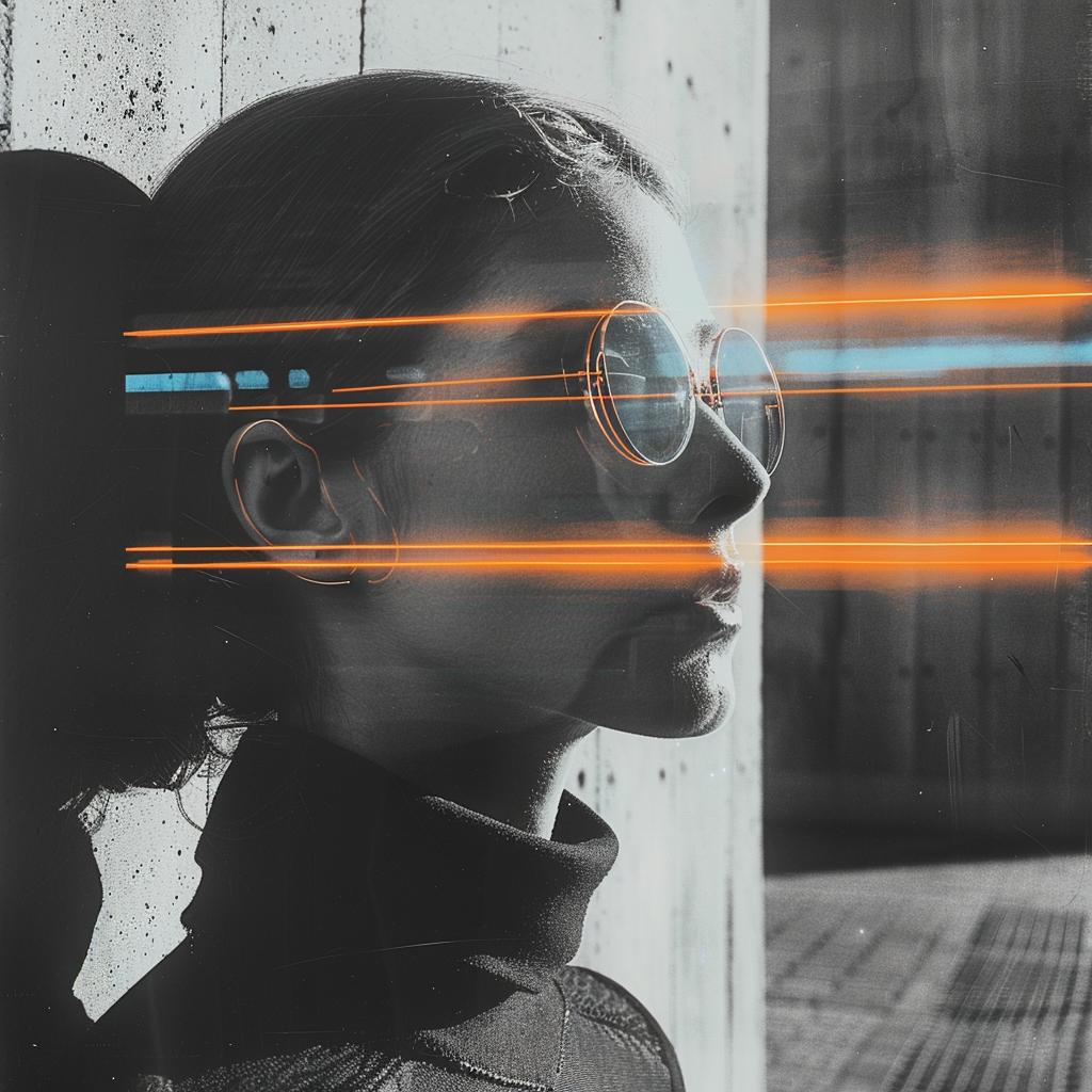 monochromatic  double  exposure  photo  NYC  surreal  lighting  glow  cyborg  sharp 1032655