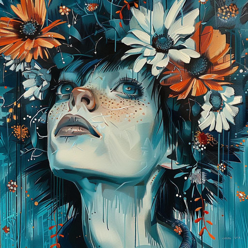 woman  flowers  hair  portrait  colorful  feminine  nature  artistic  impressionism  vibrant 963672