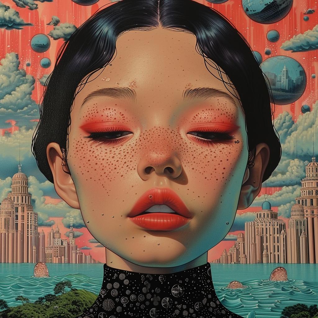 woman  red  eyes  city  background  retrofuturism  artistic  beautiful  mystical  portrait 944330