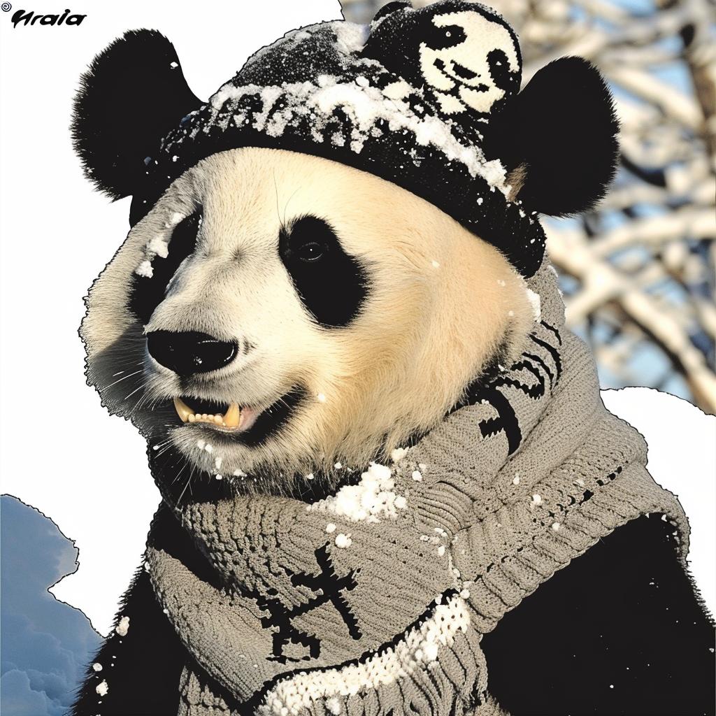 panda  hat  snow  cartoon  funny  winter  cute  scarf  whimsical  animal 942546