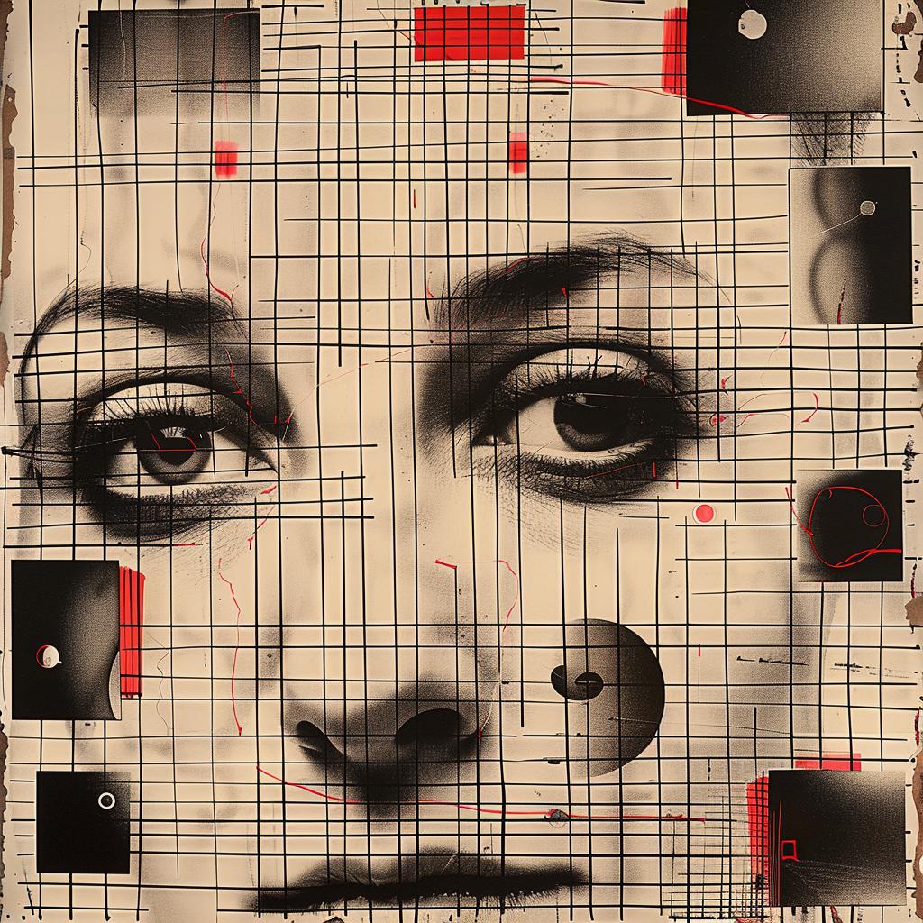 woman  face  wall  squares  red  black  geometric  design  urban  streetart 960236