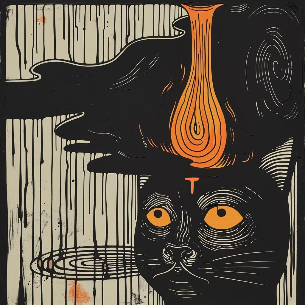 blackcat  orange  eyes  fire  head  provocative  art  Saul  Bass  occult 936309