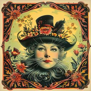 chromolithography  poster  woman  hat  flowers  vintage  illustration  art  style  design 1052997