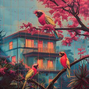 birds  tree  house  painting  nature  chromolithography  colorful  scenic  detailed  art 1052942