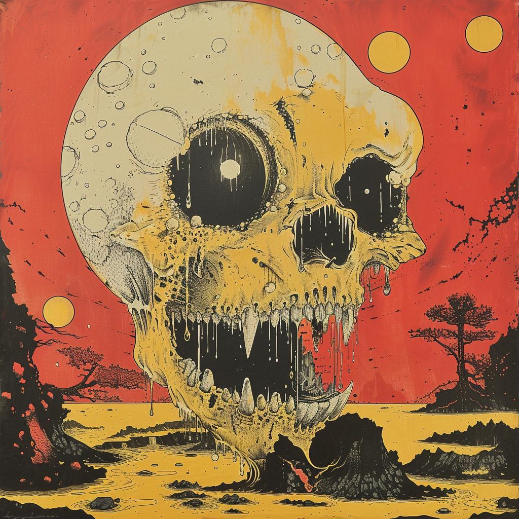 surreal  poster  skull  hyper-realistic  screenprinting  art  Toshio  monster  deathmetal  art 961751