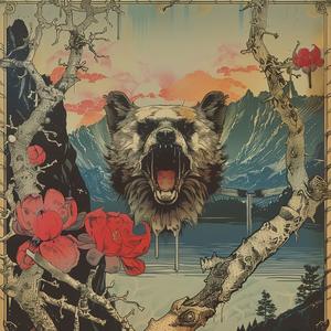 bear  flower  illustration  chromolithography  colorful  nature  art  whimsical  detailed  design 1057426