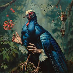 Chromolithography  Bird  Flowers  Painting  Colorful  Nature  Art  Vibrant  Floral  Symbolic 1060523