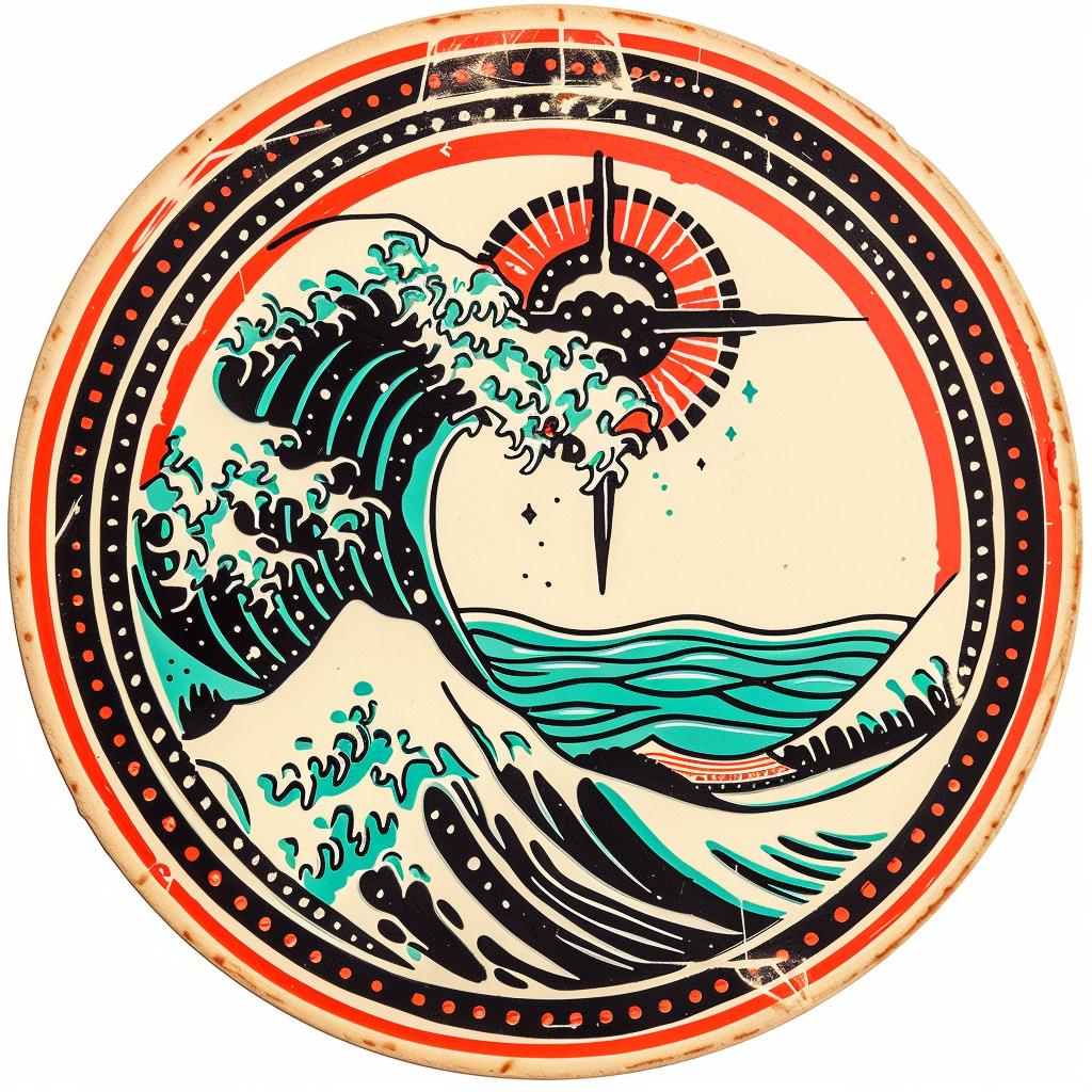 album  cover  vector  illustration  great  wave  japan  design  stylish  art 941651