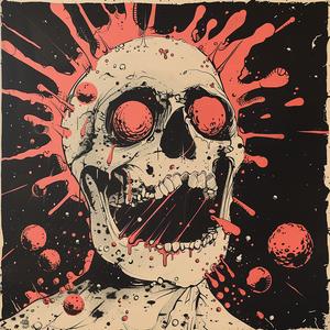 skull  poster  red  surreal  chaos  deathmetal  disintegration  Risograph  Symbolist  screenprinting 1078243