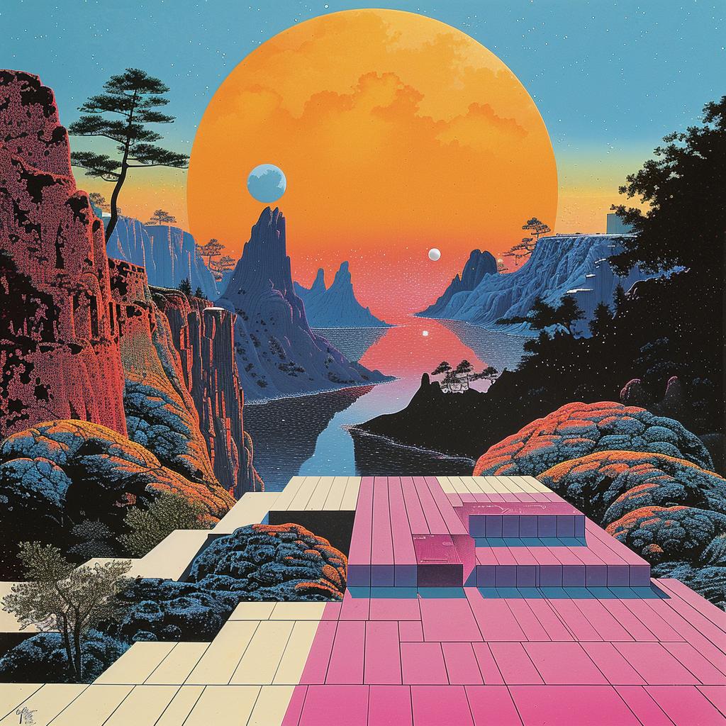 painting  landscape  pink  sky  mountain  dreamy  tranquil  nature  colorful  scenic 928359
