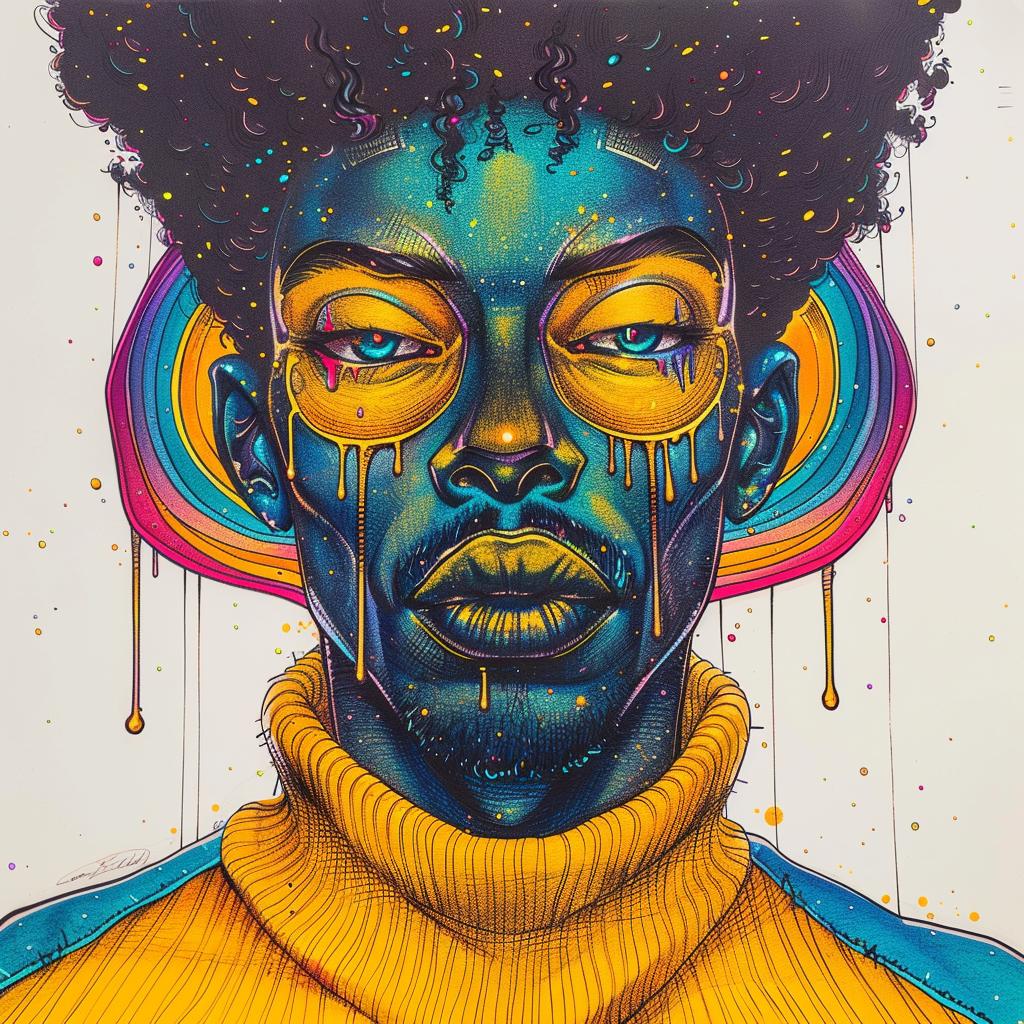 Pop Art  painting  man  colorful  face  artwork  illustration  dripping  makeup  African-American 939245