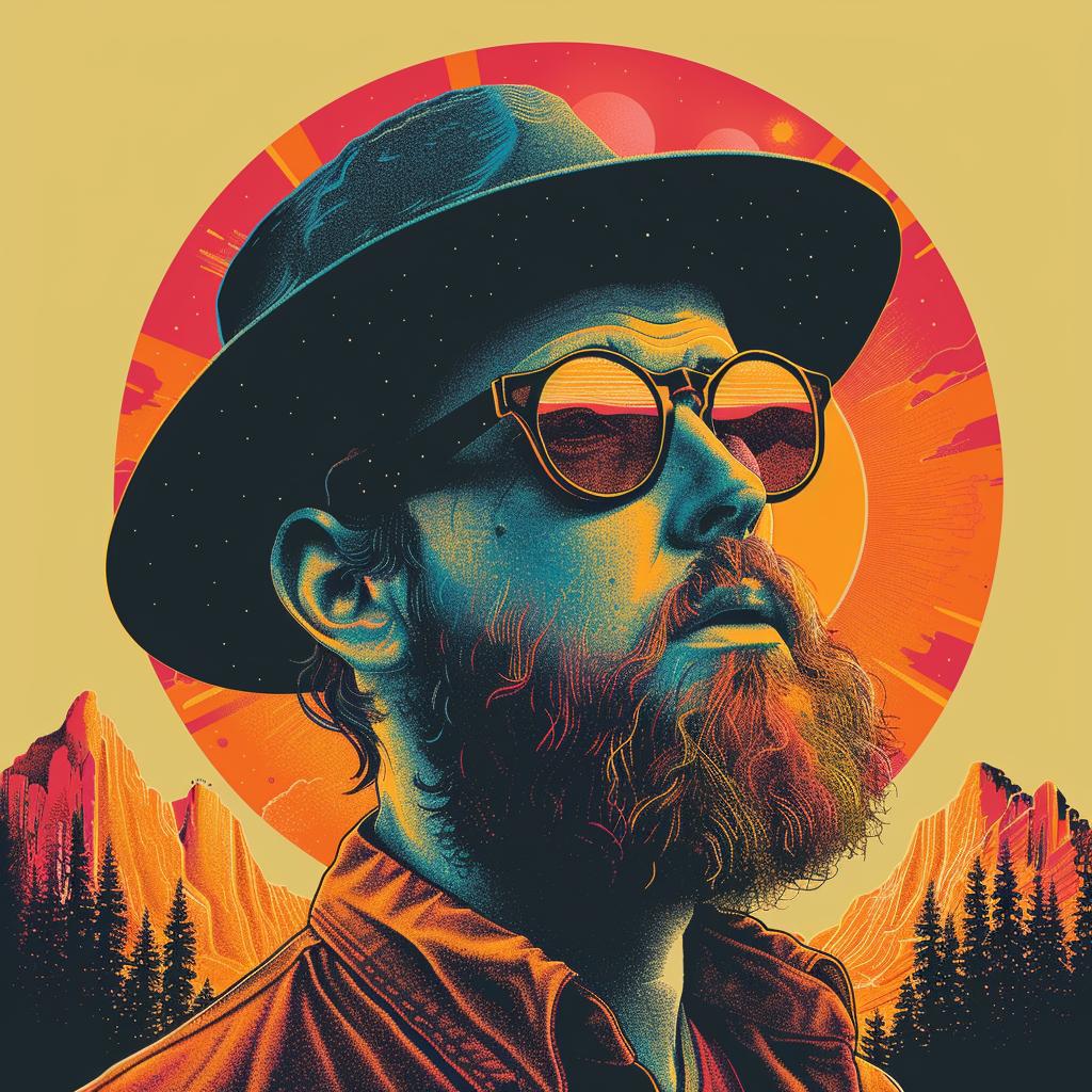 surreal  album  cover  hyper-realistic  screenprinting  poster  band  person  Aaron  Draplin 960587