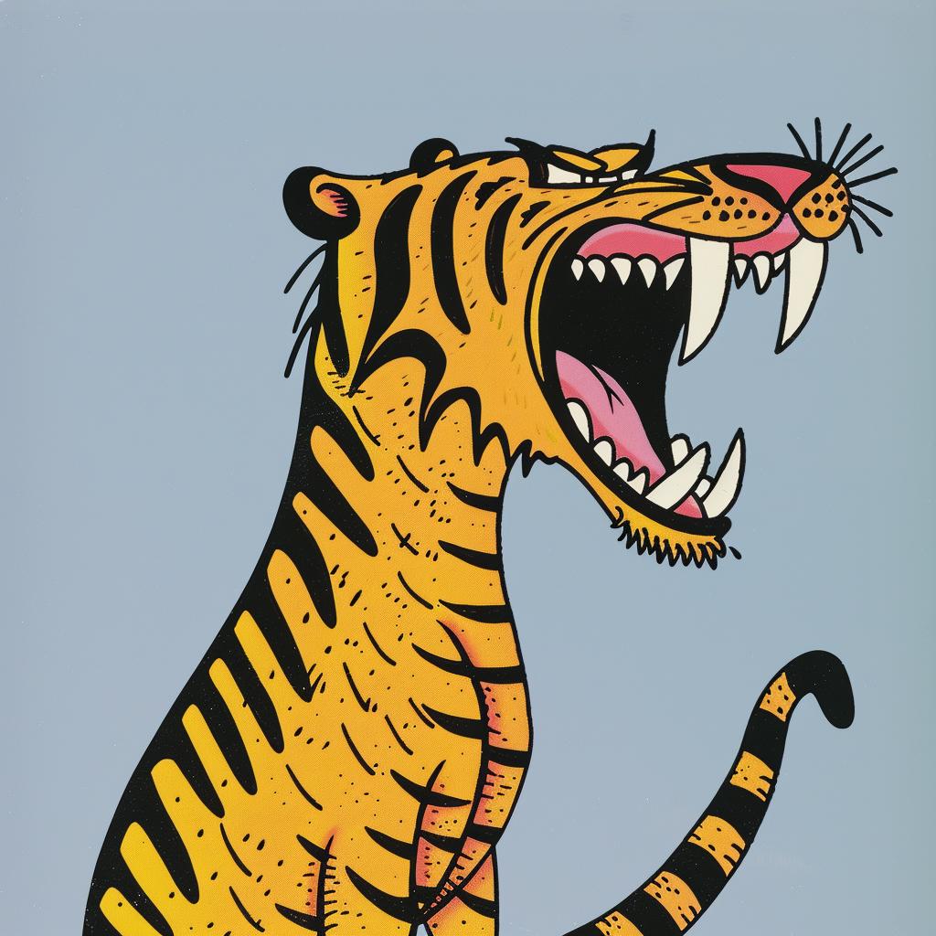 tiger  snarling  cartoon  animation  vibrant  wildlife  character  art  fun  playful 1027322