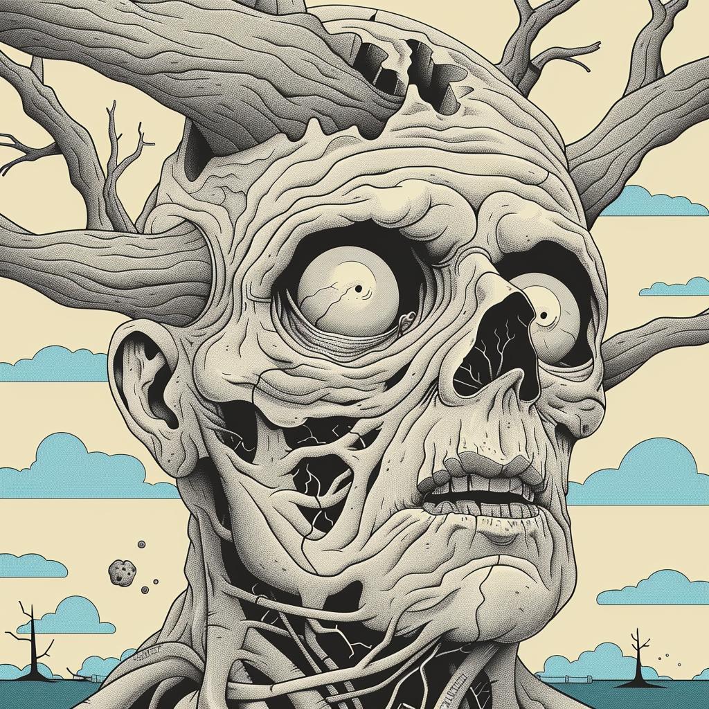 skeleton  poster  horror  dark  nature  gothic  branches  illustration  spooky  art 947104