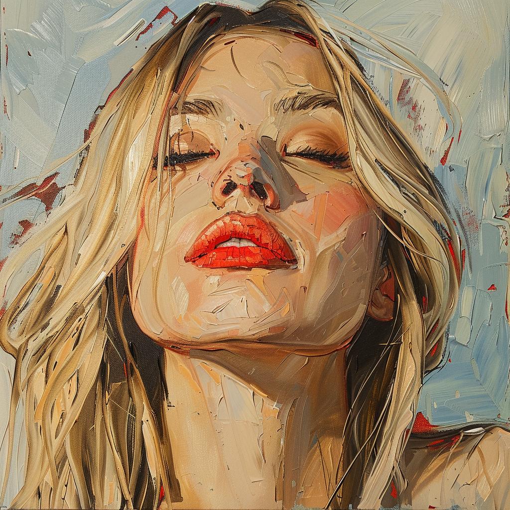 portrait  woman  northern  blonde  red  lips  expressionistic  art  Anna  Bocek 938933