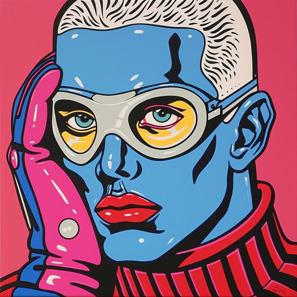 painting  man  blue  skin  glasses  colorful  portrait  unique  expression  modern 1023720