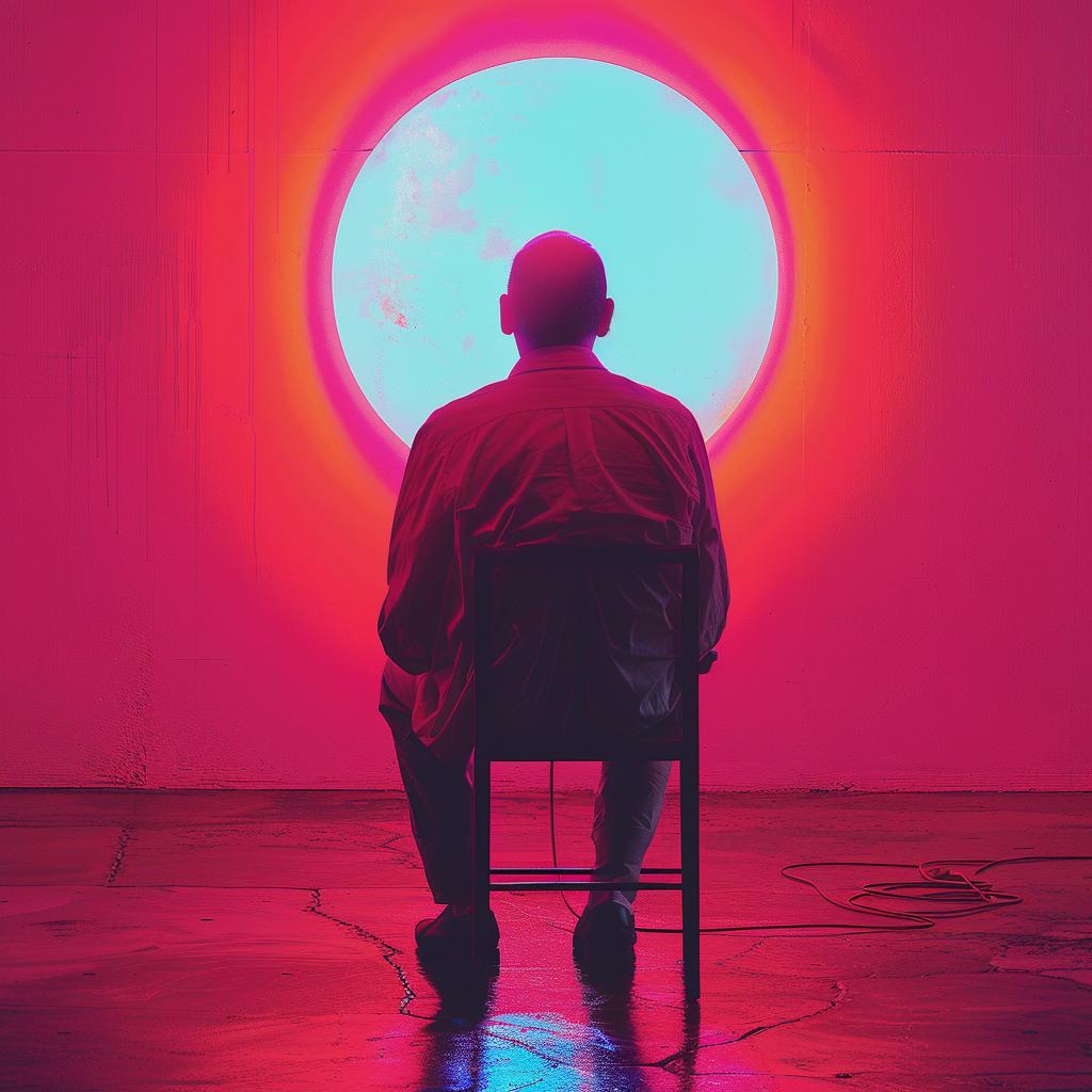 Man  Seated  Chair  Pink  Blue  Light  Creative  Surreal  Room  Mood 962596