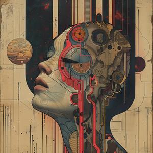 surreal  woman  gears  album  cover  art  symbolist  hyperrealistic  risograph  mechanical 1078463