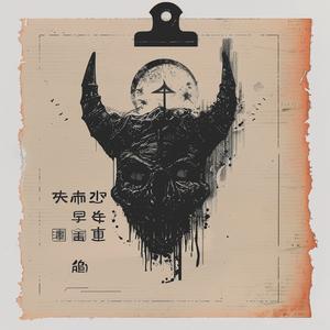 minimalist  risography  dark  beasts  occult  symbols  Japanese  lettering  poster  skull 1062509