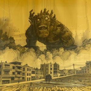 monster  sky  horror  surreal  vintage  art  imagination  creature  giant  fantasy 1036881