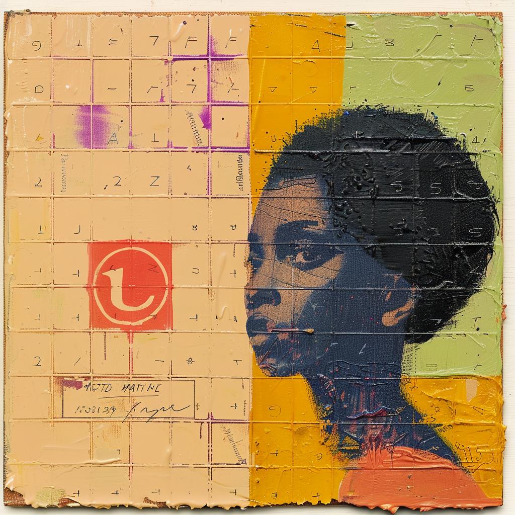 encaustic  portrait  black  hair  yellow  orange  woman  impasto  palette-knife  art 1016168