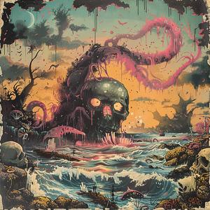 album  cover  ocean  chromolithography  dark  thematic  illustration  wave  death  band 1054835