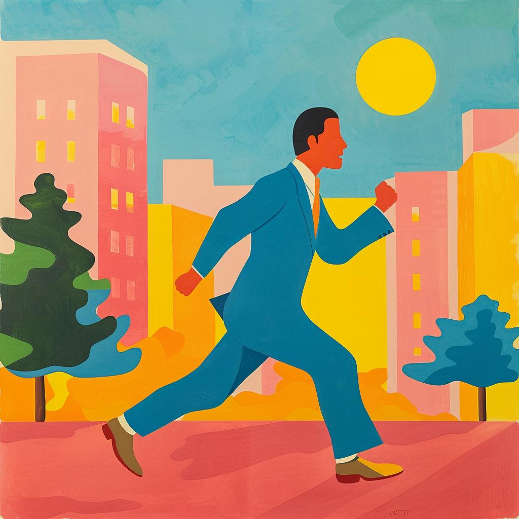 surreal  album  cover  city  man  running  suit  art  Joan  Cornella 973892