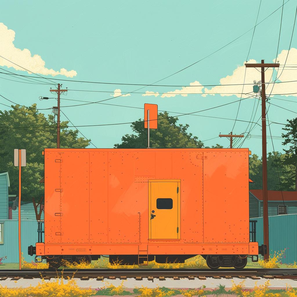 surreal  train  house  whimsical  album  cover  creative  Cornella  playful  artistic 1017872