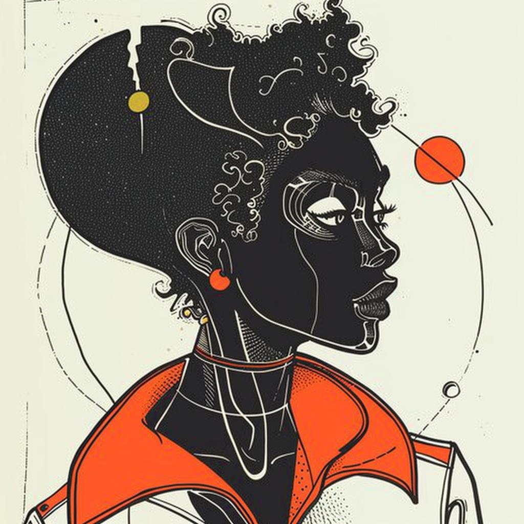Pop Art  model  afro  Troy Brooks  red  jacket  portrait  female  illustration  style 938687