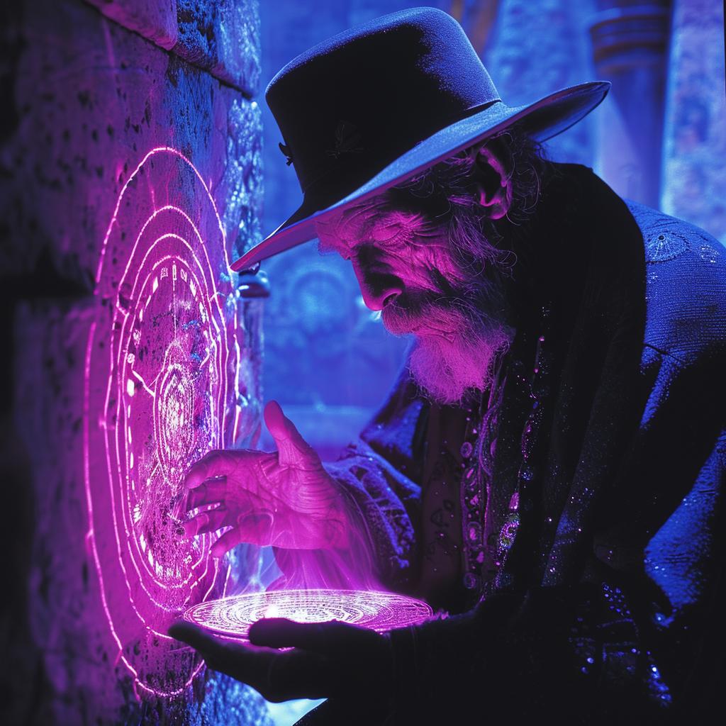 surreal  occult  sci-fi  man  hat  purple  light  photo  darkarts  glow 965925