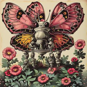 butterfly  robot  painting  chromolithography  surreal  whimsical  art  nature  mechanical  imagery 1051409