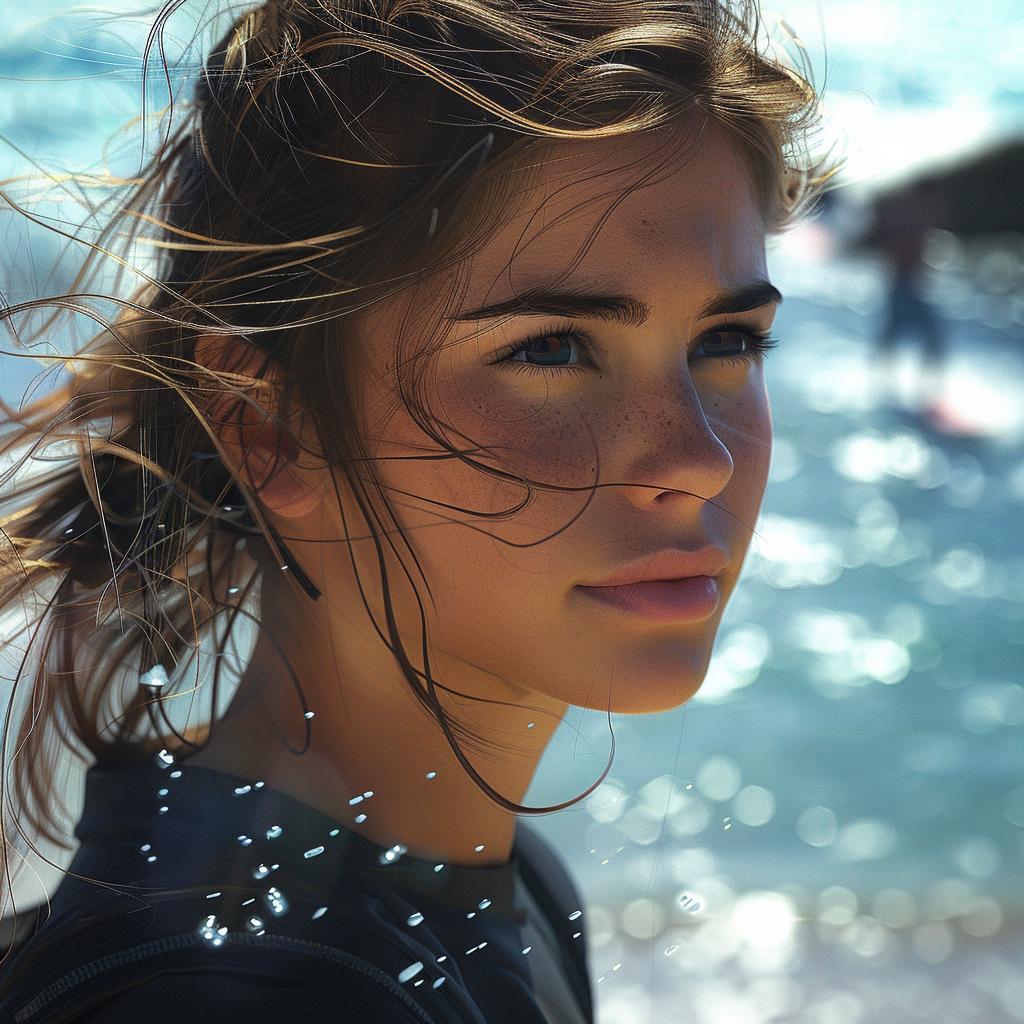 coastline  surfer  longing  determination  illustration  digital  details  close-up  girl  wind 936776