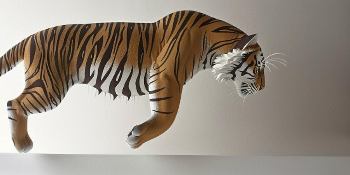 tiger  leaping  cutout  paper  background  clean  full  body  illustration  art 944112