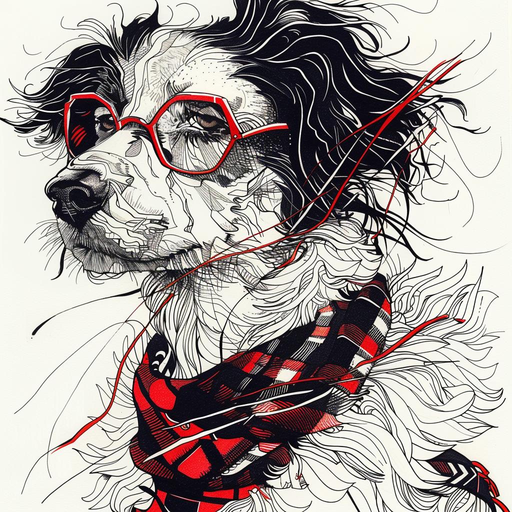 border  collie  drawing  glasses  scarf  cool  dog  style  character  fun 953474