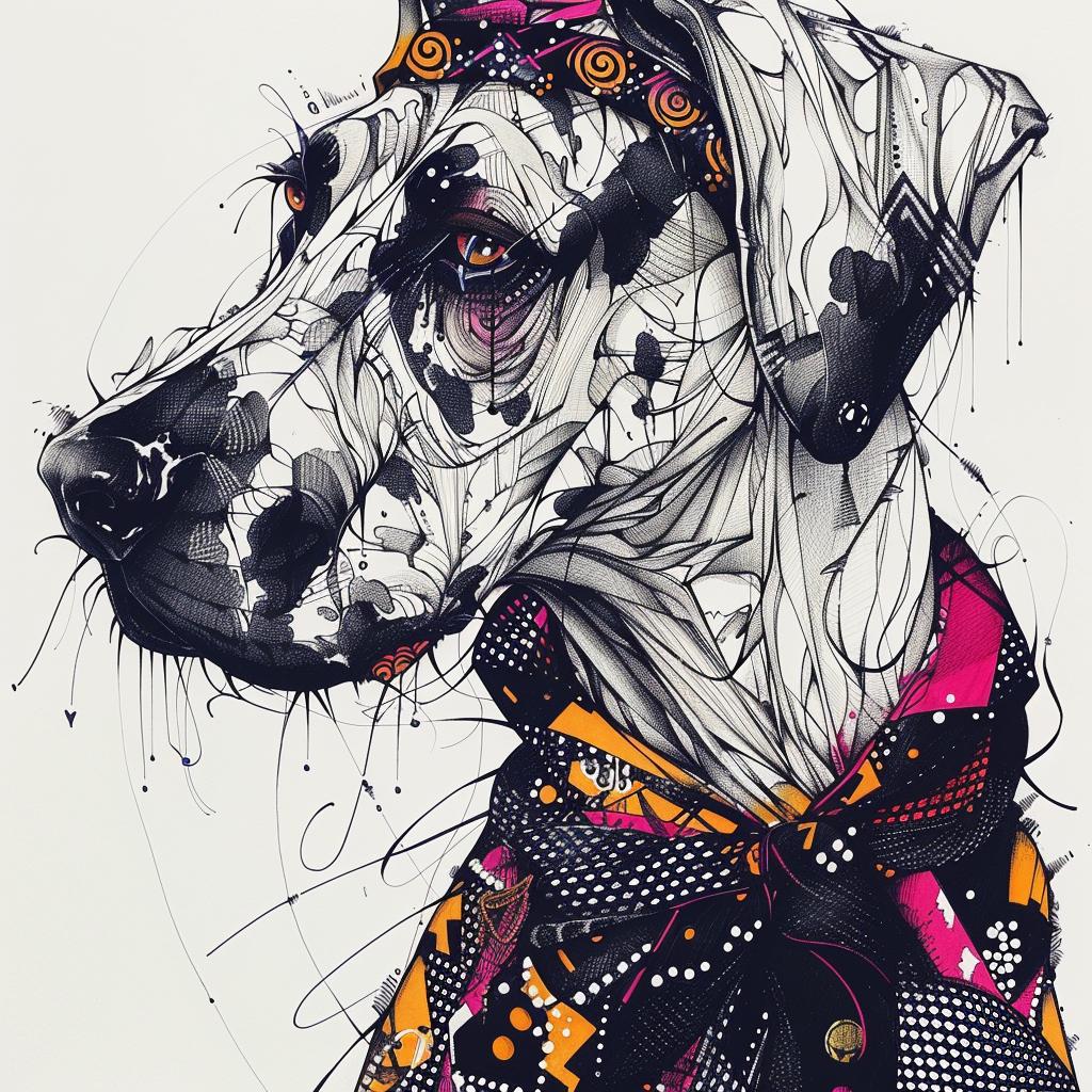dog  greatdane  drawing  bowtie  playful  cute  pet  stylish  embellished  character 953459