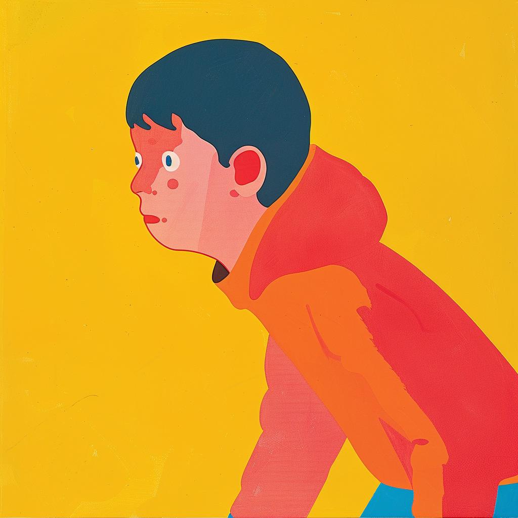 surreal  boy  red  jacket  yellow  background  vivid  artistic  playful  creative 938337