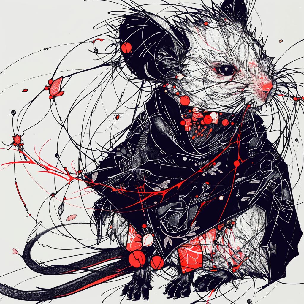mouse  red  black  hair  fantastical  drawing  creature  unique  rodent  blend 952653