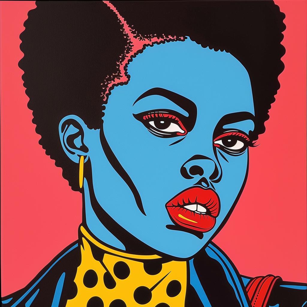 painting  punk  rocker  blue  jacket  female  popart  vibrant  expression  bold 1023151