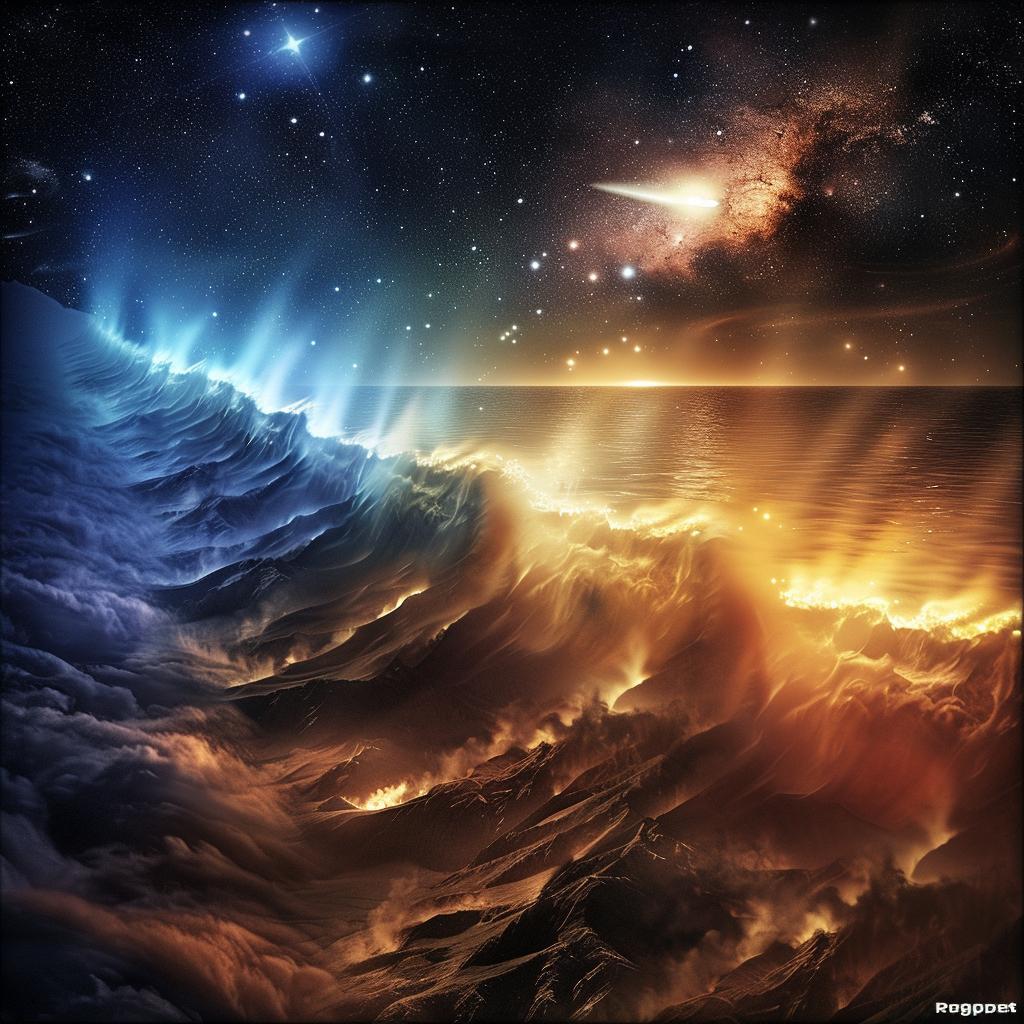pulsar  waves  natural  colors  volumetric  lighting  ocean  stars  paintings  art 1026275