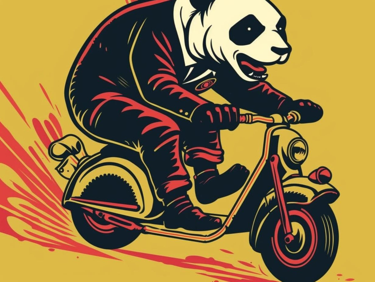 panda  scooter  motorcycle  red  background  cute  animal  travel  fun  art 943408