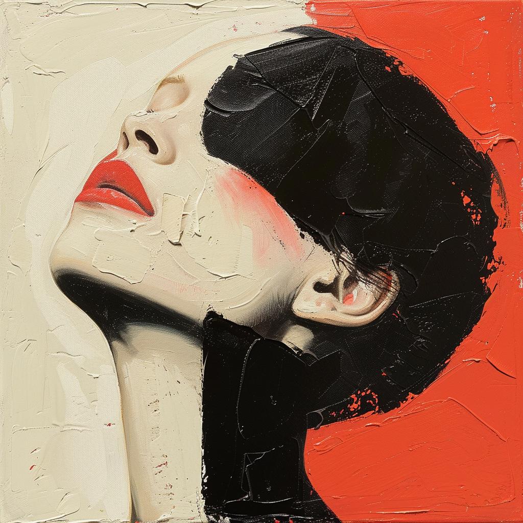 album  cover  1980s  painting  woman  red  lips  abstract  bold  colorful 963855