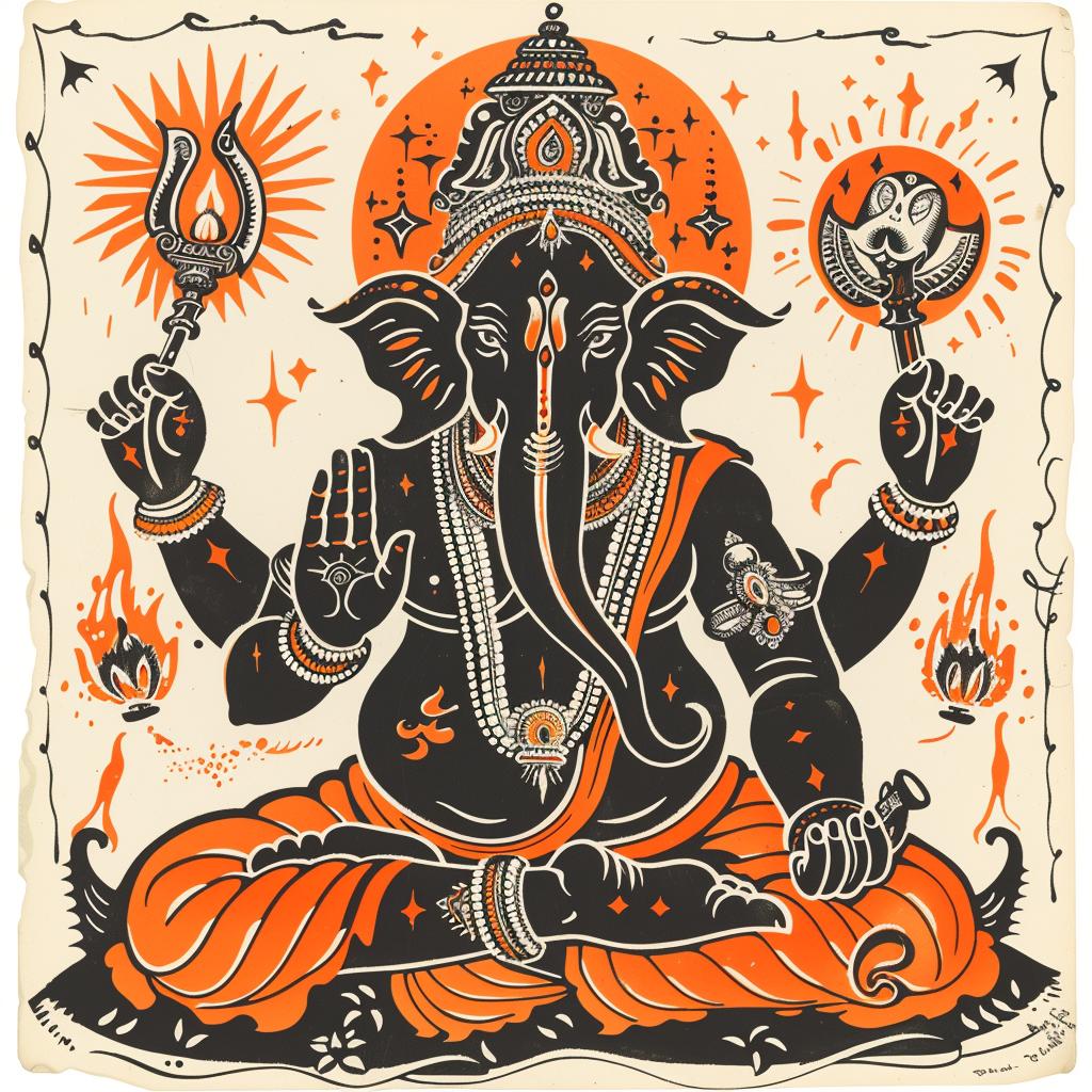 Ganesha  elephant  Hindu  orange  black  background  costumes  spiritual  art  symbol 935022