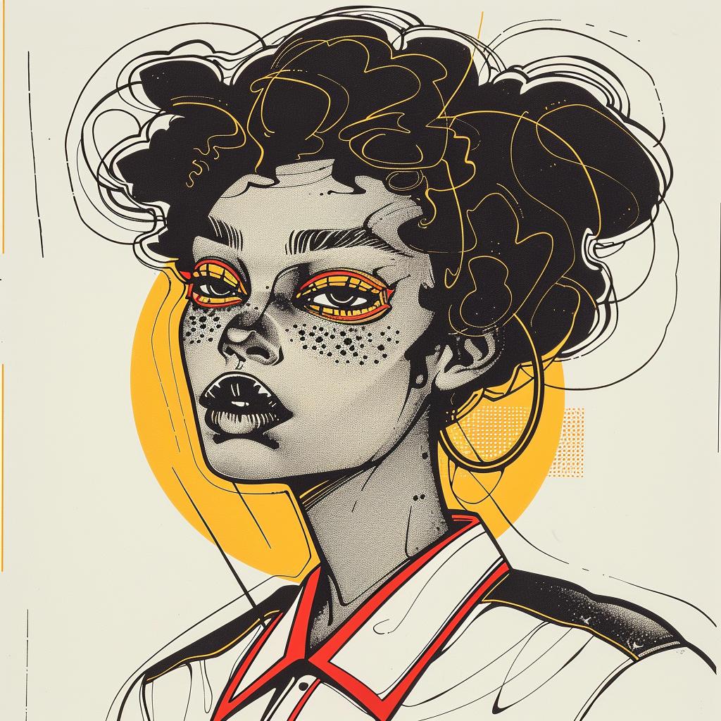 popart  model  portrait  african-american  curly  hair  yellow  eyes  Norman  Rockwell 938403