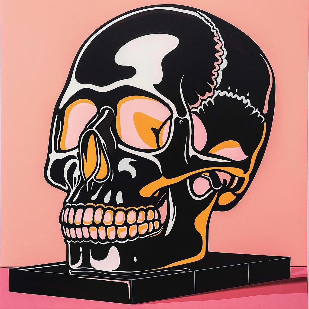 skull  glossy  pink  background  painting  colorful  sculpture  modern  artistic  vivid 1023601